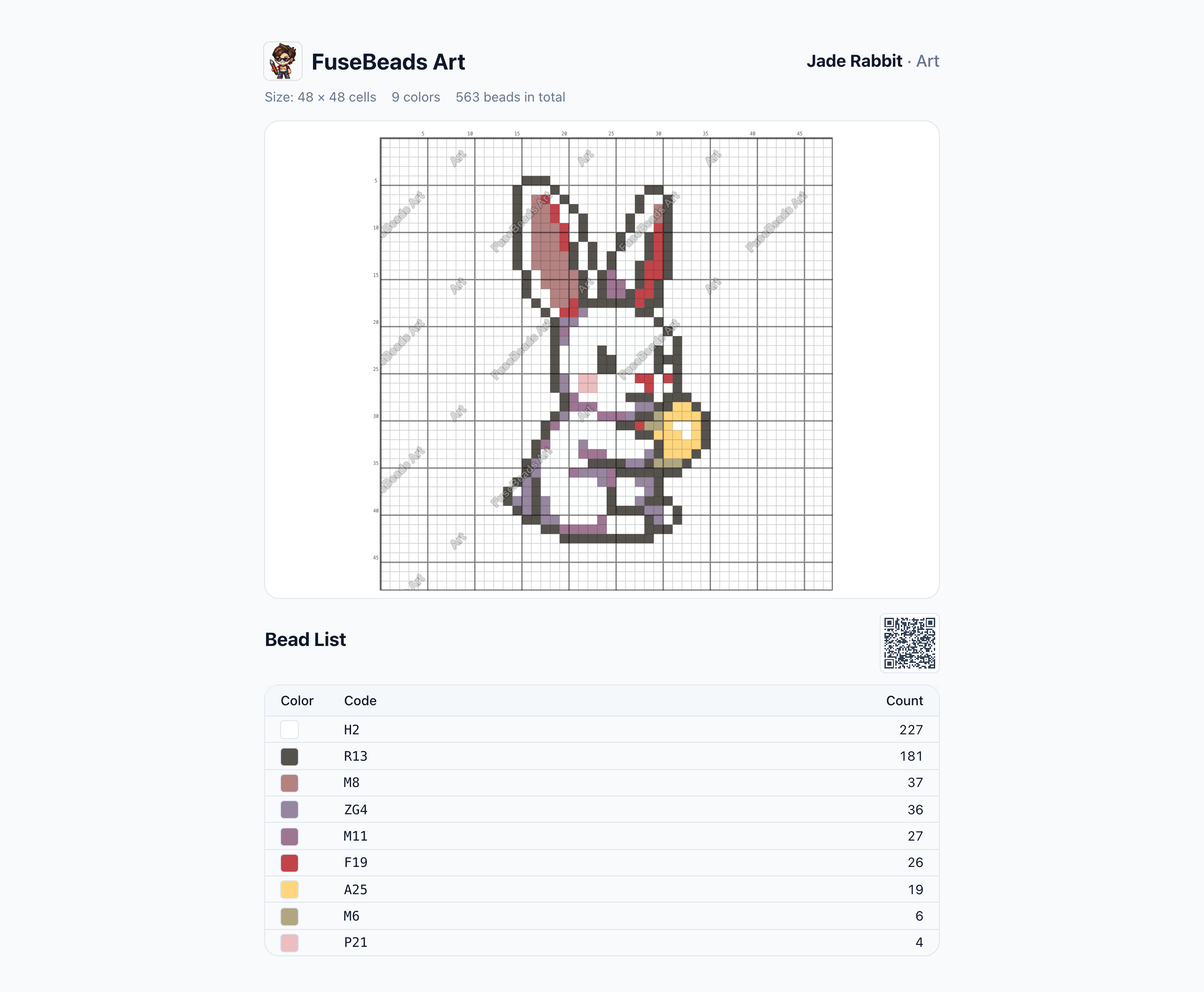 Print-media rendering of the A4 fuse bead pattern sheet